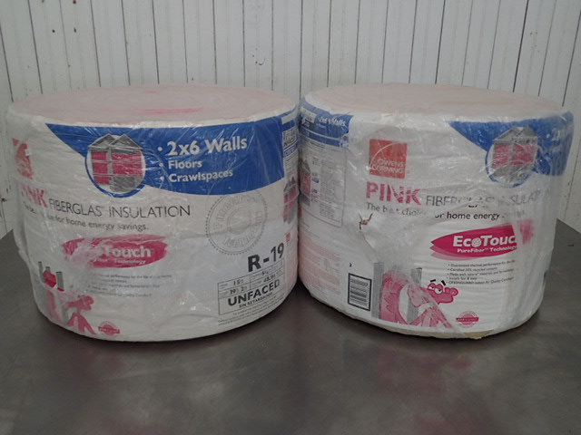 lot 8191 image: Two Rolls of  Owens Corning Inc Pink Fiber Glass Insulation