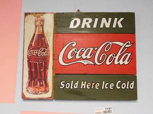 lot 7181 image: Wood Coca Cola Sign