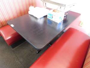 lot 7191 image: Set of Two Dining Height Tables wMetal Base