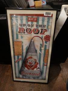 lot 1259 image: Up on the roof fireworks framed wall art- Very Cool