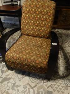 lot 1347 image: Wood arm lounge chair