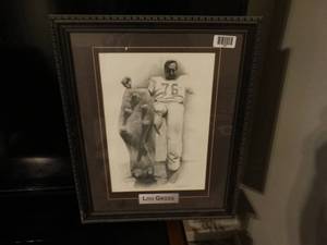 lot 1355 image: Framed Lou Groza photo drawing wall art