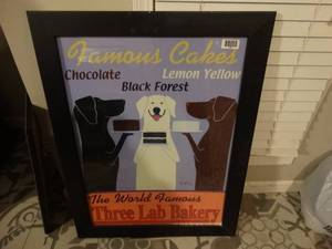 lot 1356 image: Lg framed Three Lab Bakery wall art