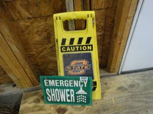 lot 1371 image: OSU fan zone sign & metal shower sign