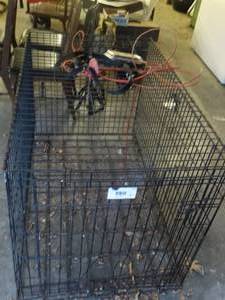 lot 1430 image: Lg metal dog crate & misc.
