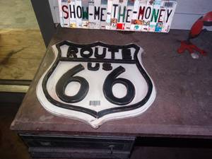 lot 1462 image: Wooden route 66 wall decor