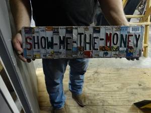 lot 1463 image: License tag wall art-Show me the money