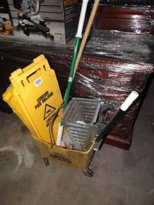 lot 1550 image: Mop bucket & signs