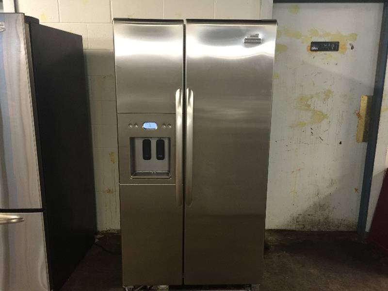 lot 8299 image: KITCHENAIDE SUPERBA SIDE BY SIDE STAINLESS REFRGERATOR