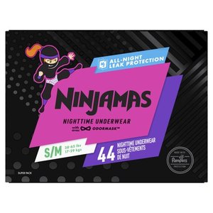 lot 2432 image: Ninjamas Nighttime Bedwetting Underwear Girl Size SM 44 Count