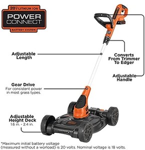 lot 2490 image: BLACKDECKER 3-in-1 Lawn Mower, String Trimmer and Edger, 12-Inch, Cordless (MTC220)