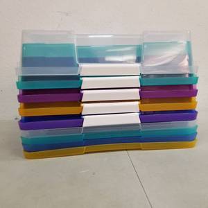 lot 2510 image: Set of 5 Slim Storage Bins With Lids