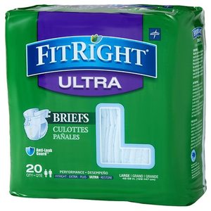 lot 2515 image: Medline FitRight Ultra Disposable Briefs, Large 20 Count