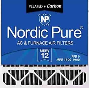 lot 2519 image: Nordic Pure 20x20x5 MERV 12 Plus Carbon HoneywellLennox Replacement AC Furnace Air Filter 1 Pack