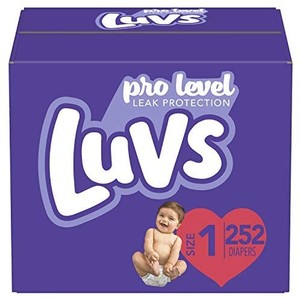lot 2522 image: Diapers NewbornSize 1 (8-14 lb), 252 Count - Luvs Ultra Leakguards Disposable Baby Diapers, ONE MONTH SUPPLY