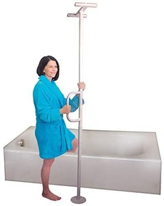 lot 2525 image: Able Life Universal Floor to Ceiling Grab Bar, Elderly Tension Mounted Floor to Ceiling Transfer Pole, Bathroom Safety Assist Grab Bar and Stability Rail with Support Handle