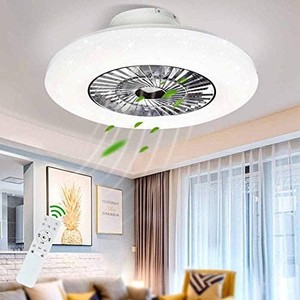 lot 2527 image: DLLT LED Remote Ceiling Fan with Light Kit-40W Modern Dimmable Ceiling Fan Lighting, 7 Invisible Blades Ceiling Fans, 23 Inch Ceiling lighting Fixture Flush mount, 3 Color Changeable, 3 Files, Timing