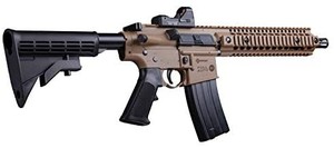 lot 2543 image: Crosman CFAR1X Full Auto R1 CO2-Powered BB Air Rifle With Dual Action Capability And Red Dot Sight, BlackFDE