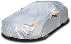 lot 30395 image: Kayme 6 Layers Car Cover Waterproof All Weather for Automobiles, Outdoor Full Cover Rain Sun UV Protection with Zipper Cotton, Universal Fit for Sedan (186-193)
