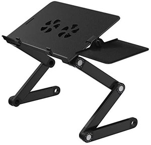 lot 30397 image: HUANUO Adjustable Laptop Stand, Portable Laptop Table Stand with 2 CPU Cooling Fans,Detachable Mouse Pad, Ergonomic Lap Desk TV Bed Tray Standing Desk