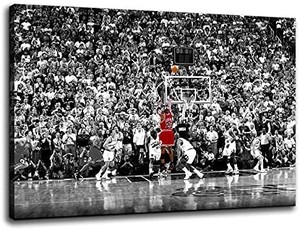 lot 30413 image: MJ Canvas Wall Art Paintings 1 Piece Canvas Prints Posters Legends Basketball Star Pictures Artwork for Living Room Wall Decor Modern Home Decoration Stretched and Framed Ready to Hang 40W x 30H