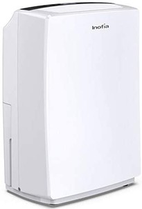 lot 30465 image: Inofia 30 Pint Dehumidifier for 1500 SQ FT Home Basements, Bedroom, Bathroom, Garage, Office, Grow Tents, Compact Electric Dehumidifiers with Drain Hose for Quiet & Efficient Humidity Control