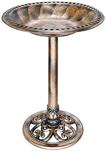 lot 30476 image: VIVOHOME 28 Inch Height Polyresin Lightweight Antique Outdoor Garden Bird Bath Copper