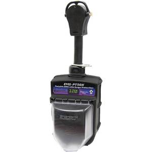 lot 40223 image: Progressive Industries EMS-PT50X - EMS Series 50A Straight Male x 30A Straight Female Surge Protection Dogbone Power Adapter with Handle Grip