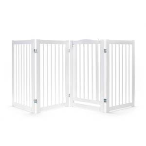 lot 40241 image: Primetime Petz 360 Degree 36 H Configurable Pet Gate with Door, 88 L X 0.8 W, Large, White