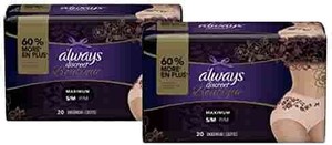 lot 40262 image: Always Discreet Boutique, Incontinence & Postpartum Underwear for Women, Maximum Protection, Peach, Small  Medium, 40 Count