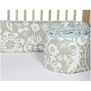lot 40298 image: New Arrivals Picket Fence Crib Bumper-Aqua & Khaki by New Arrivals Inc
