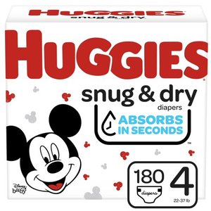 lot 40306 image: Huggies Snug & Dry Baby Diapers, Size 4, 180 Ct, One Month Supply