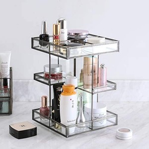 lot 40309 image: 360 Degree Rotation Glass Makeup Organizer