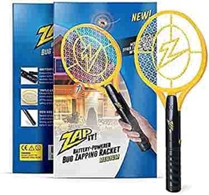 lot 40324 image: Zap It Bug Zapper Battery Powered (2xAA Included) Bug Zapper Racket, 3,500 Volt