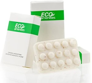 lot 40328 image: ECO Amenities Spa Paper Box Individually Wrapped massage soaps CASE OF 180 small bars