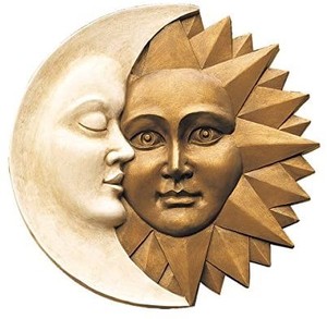 lot 40341 image: Design Toscano NG32758 Celestial Harmony Sun and Moon Outdoor Wall Sculpture
