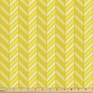 lot 40344 image: Ambesonne Yellow Chevron Fabric by The Yard