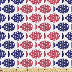 lot 40345 image: Ambesonne Fish Fabric by The Yard