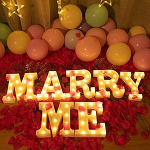 lot 40350 image: MARRY ME-Brightown Decorative Plastic LED Marquee Letter Light Up Letters Sign Wedding Night Light Decoration Battery Operated