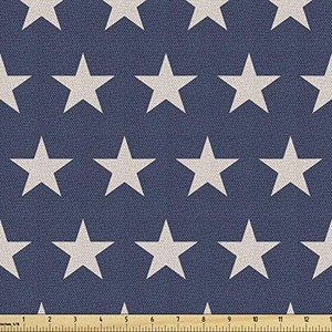 lot 40364 image: Ambesonne Star Fabric by The Yard, Patriotic Star of The American Flag Independence Themeds of Freedom, Decorative Fabric for Upholstery and Home Accents, Night Blue 56�63