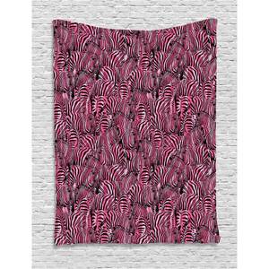 lot 40366 image: Pink Zebra Tapestry, Bunch of Zebra Forming Contemporary Primitive Pattern Illustration, Wall Hanging for Bedroom Living Room Dorm Decor, Black Pink Pale Mauve, by Ambesonne 56�84