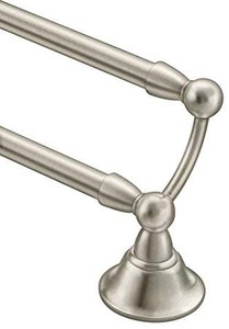 lot 40367 image: Moen DN6822BN Sage Collection 24-Inch Double Towel Bar, Spot Resist Brushed Nickel