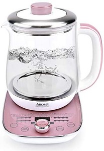 lot 40407 image: Aroma 6-cup Programable Tea Maker In Pastel Lcd Display Stainless Steel Open Box