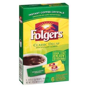 lot 40421 image: Folgers Classic Decaf Instant Coffee Crystals Packets, 6 Count
