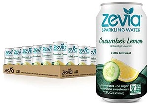 lot 42432 image: Zevia Sparkling Water Cucumber Lemon, 12 Ounce Cans (Pack Of 24)(4packs of 6)