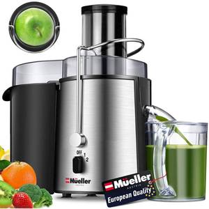 lot 42449 image: Mueller Austria Juicer Ultra Power, Easy Clean Extractor Press Centrifugal Juicing Machine, Wide 3 Feed Chute for Whole Fruit Vegetable, Anti-drip, High Quality, Large, Silver