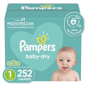 lot 42464 image: Pampers Baby-Dry Extra Protection Diapers, Size 1, 252 Count