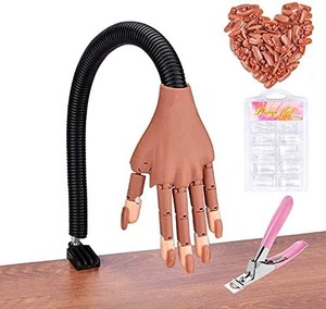 lot 42495 image: Practice Hand for Acrylic Nails-Flexible Moveable Nail Training Hand Kits, False Mannequin Hands with Fake Nail Tips, Nail Files and Clipper for Acrylic Nail Technician (B-Nail Practice Hand Kit)