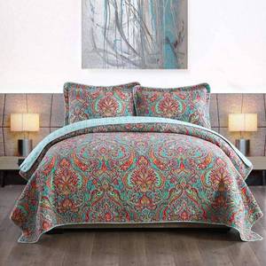 lot 42513 image: NEWLAKE Cotton Bedspread Quilt Sets-Reversible Patchwork Coverlet Set, European Gorgeous Floral Pattern, Queen Size