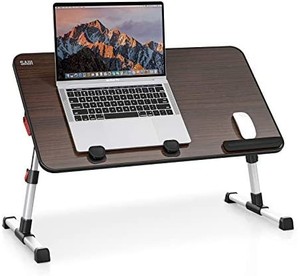 lot 42528 image: SAIJI Laptop Bed Tray Table, Adjustable Laptop Stand, Portable Lap Desks with Foldable Legs, Notebook Standing Breakfast Reading Desk for Sofa Couch Floor (Black Cherry)